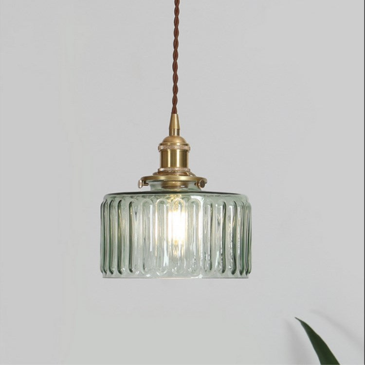 Orientalische Vintage Messing Glas Runde Pendelleuchte