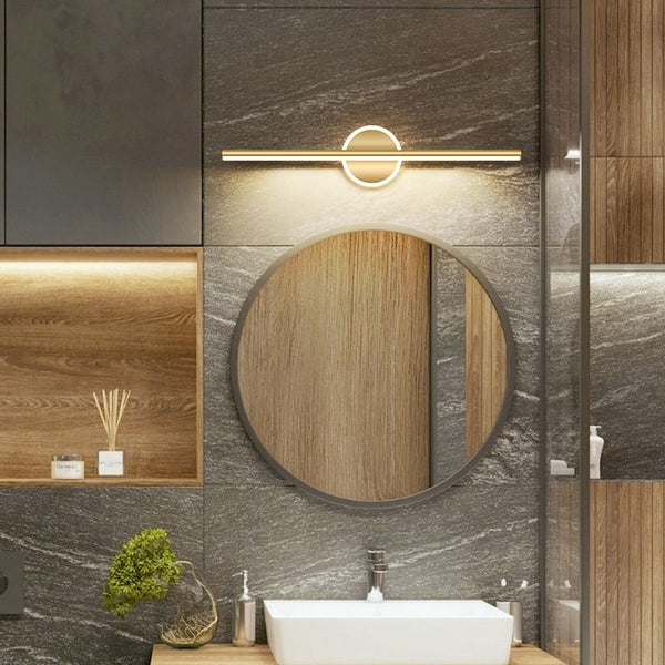 Minimalistische Wandleuchte mit Spiegelfront, Schwarz/Gold 