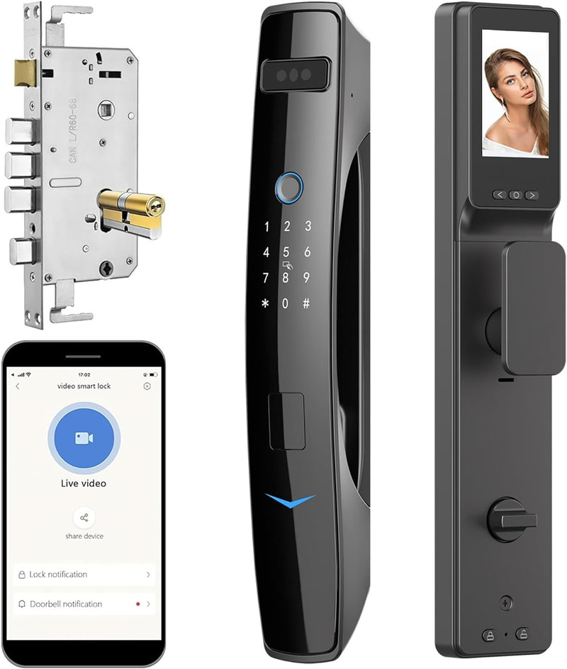 3D Face Smart Door Lock Security Camera | Smart Door Lock Security WIFI Smart Mortise Lock