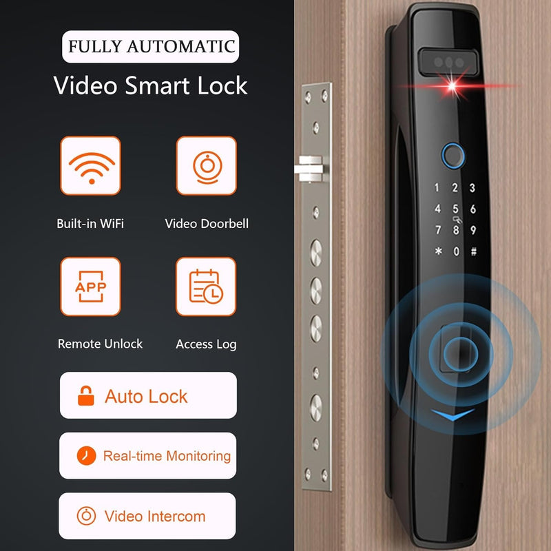 3D Face Smart Door Lock Security Camera | Smart Door Lock Security WIFI Smart Mortise Lock