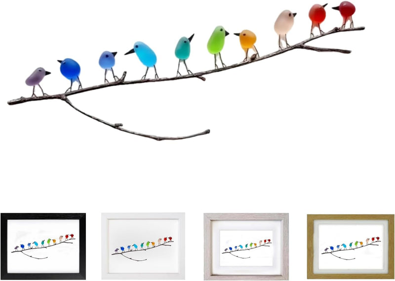Handmade Sea Glass Birds Wall Art