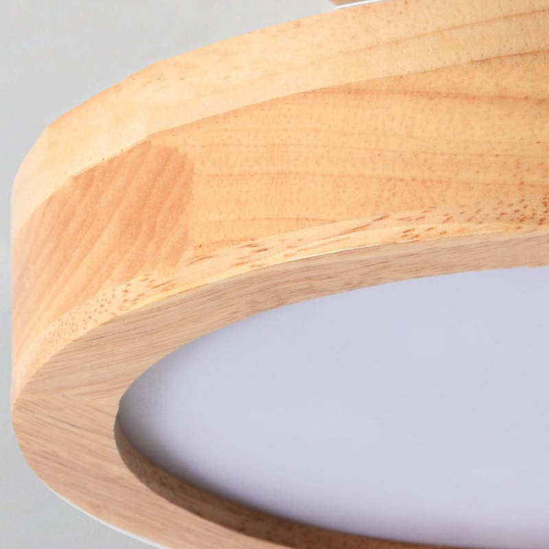 Runde LED Deckenleuchte Modern Holz/Acryl