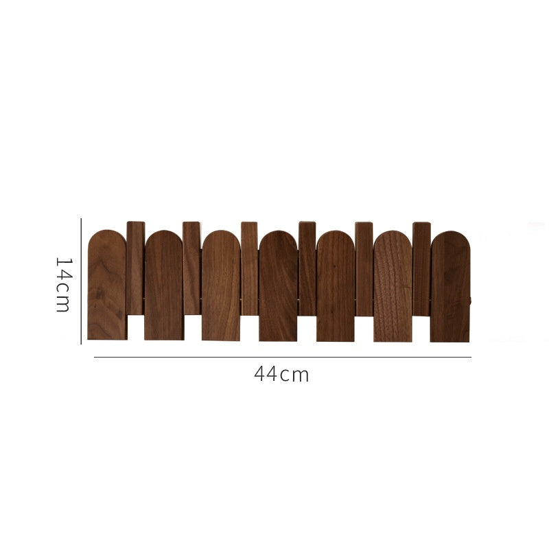 Black Walnut Piano Key Coat Rack Flip-Down Hooks