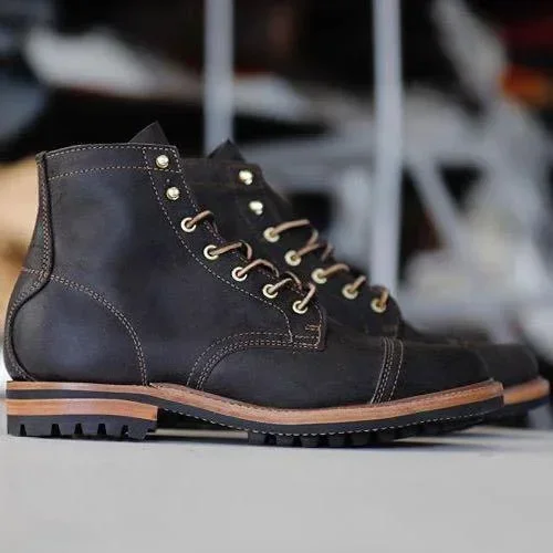 Men's Retro Low Heel Casual Short Boots