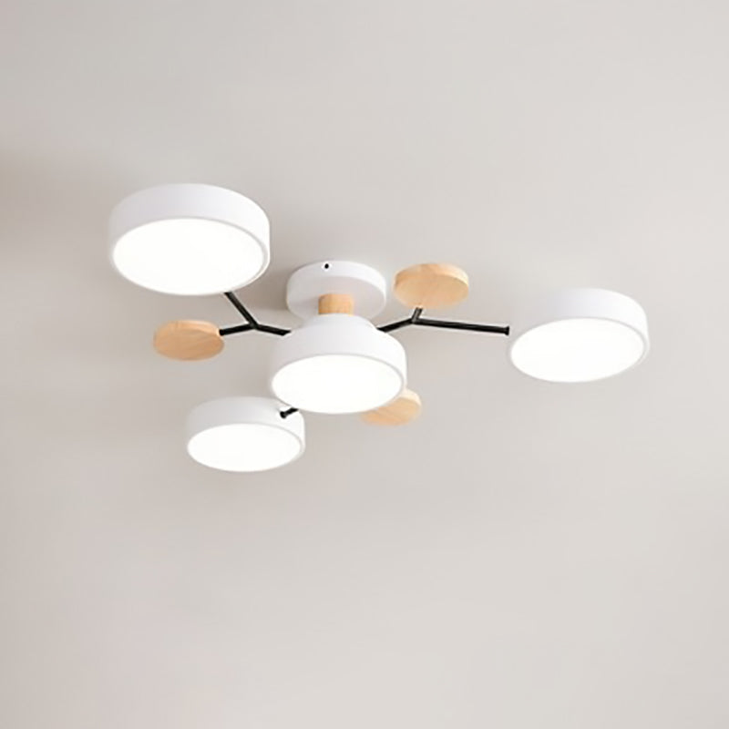 Modern Nordic Round Molecule Branch Design LED Semi-Flush Mount Ceiling Light