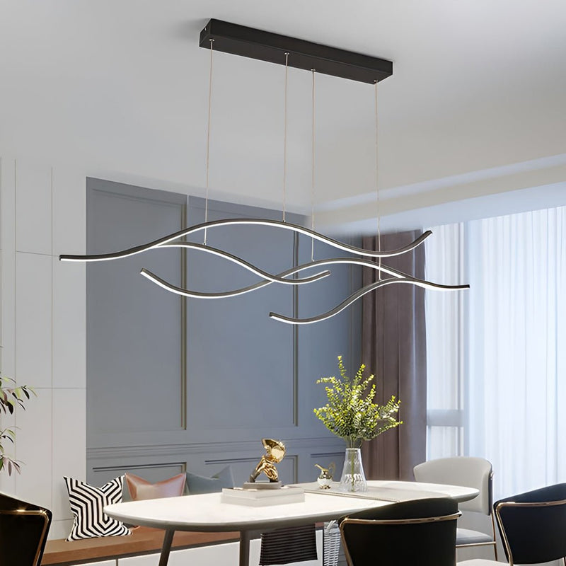 Contemporary Waves Shaped Island Chandelier Dining Room