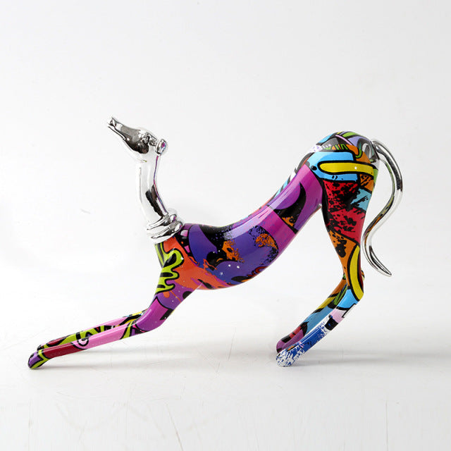Greyhound Graffiti Resin Painted Statue