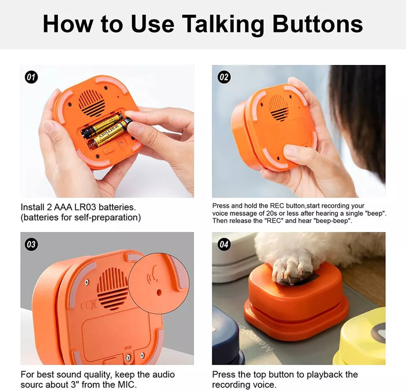 Dog Talking Button Set Vocal Training Bell with Pad & Stickers