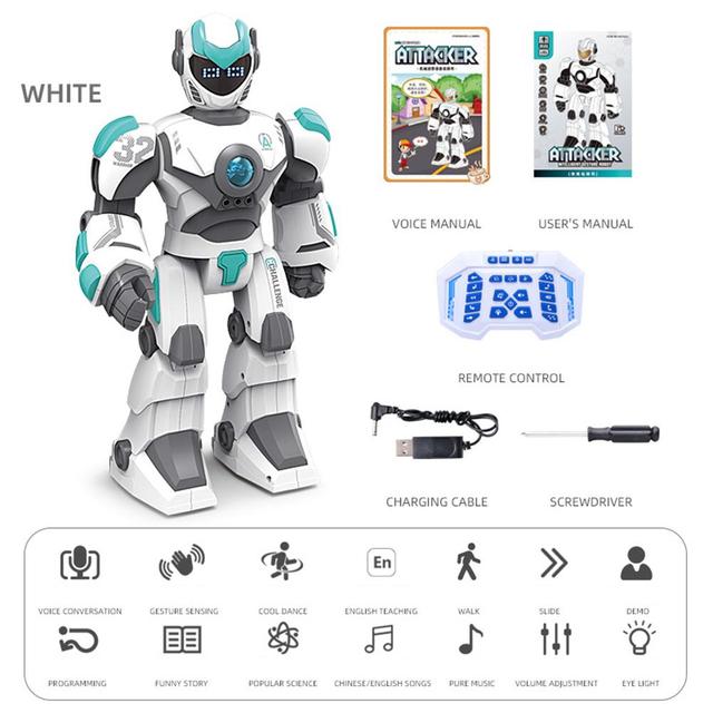 Großes intelligentes RC-Roboterspielzeug 2,4 G für Kinder – intelligenter Sprachdialogroboter 