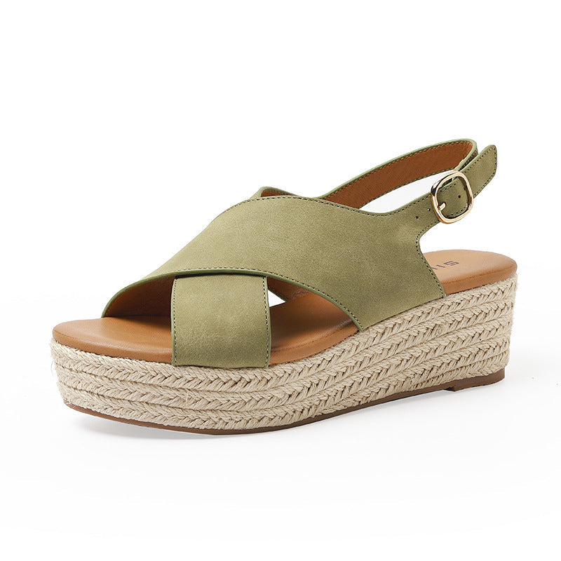San Maria Bequeme Plateau-Sandalen für Damen mit überkreuzten Riemen