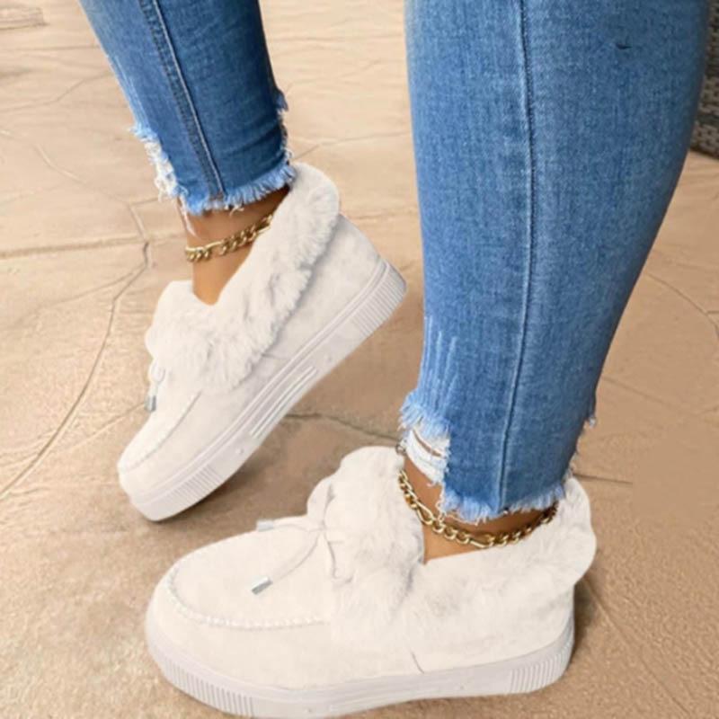 Floriana Damen Snow Loafer-Stiefel mit Plateausohle und Kunstfellbesatz